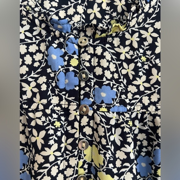 LOFT Blue and Yellow Flutter Sleeve Blouse - Picture 4 of 6